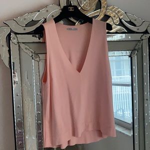 ZARA Peachy Pink Sleeveless V-Neck Top Sz.L